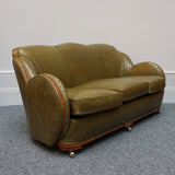 Original Art Deco Green Leather Upholstered Cloud Sofa by Harry & Lou Epstein - Jeroen Markies Art Deco