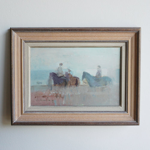 'Horse Riders at the Beach' Beautiful Oil on Board by Fred Cuming - Jeroen Markies Art Deco