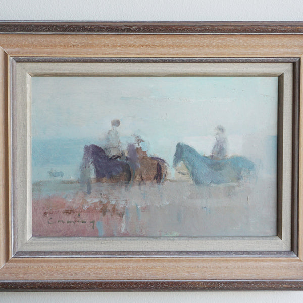 'Horse Riders at the Beach' Beautiful Oil on Board by Fred Cuming - Jeroen Markies Art Deco