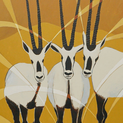 'Arabian Oryx' Contemporary Oil on Canvas by Vera Jefferson. Jeroen Markies Art deco