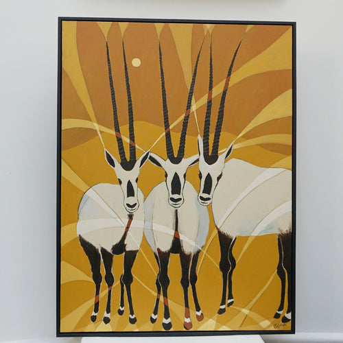 'Arabian Oryx' Contemporary Oil on Canvas by Vera Jefferson. Jeroen Markies Art deco