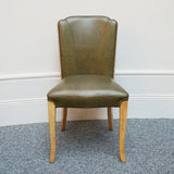 Hille Art Deco Side Chairs, Walnut veneers, 1930 Desk Chairs Bedroom Chairs. Green Leather - Jeroen Markies Art Deco