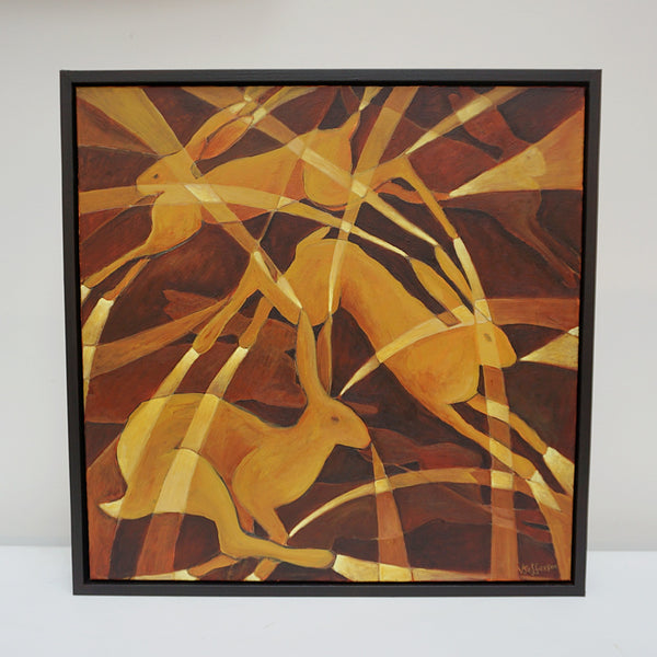 Golden Hares by Vera Jefferson - Art Deco Style Contemporary Painting - Jeroen Markies Art Deco