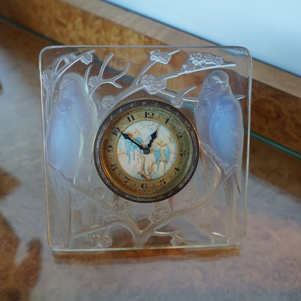 Inséparables - French Art Deco Glass - Rene Lalique - Desk Clock 