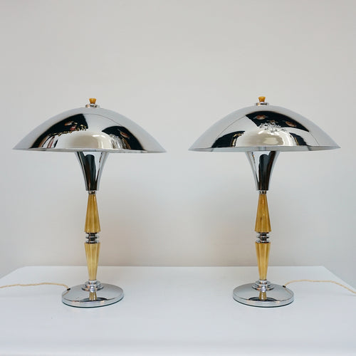 Vintage Bakelite and Chromed Metal Dome Table Lamp - Jeroen Markies Art Deco