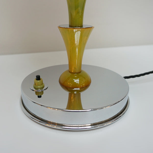 Art Deco Lamp, mottled yellow and green bakelite fluted stem - Jeroen Markies Art Deco