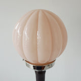 An Art Deco style table lamp. Brown bakelite square stem with peach pink glass globe shade - Jeroen Markies Art Deco