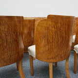 Vintage Six Seater Art Deco Dining Table and Chairs by Harry & Lou Epstein - Satinwood Veneer - Jeroen Markies Art Deco