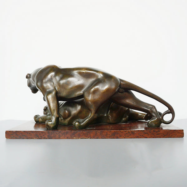 Art Deco Bronze Prowling Panthers Attributed to Rochard - Jeroen Markies Art Deco