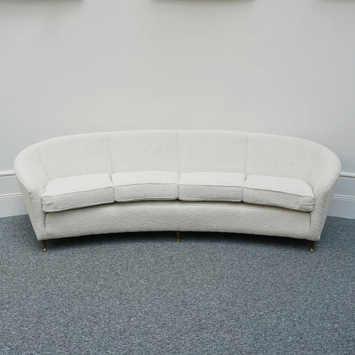 2.6 metre long Mid-Century Sofa by Lorenzo Bergallo Italian, Circa 1950 in white Boucle
