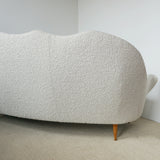 Mid-Century White Boucle Upholstered Curved Italian Sofa - Jeroen Markies Art Deco