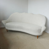 Mid-Century White Boucle Upholstered Curved Italian Sofa - Jeroen Markies Art Deco