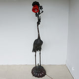 Red Crowned Crane Japanese Lamp Art Noeveau - Jeroen Markies Art Deco