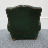 Original Vintage French Art Deco Moustache Backed Club Chairs in Vintage Green Leather - Jeroen Markies Art Deco