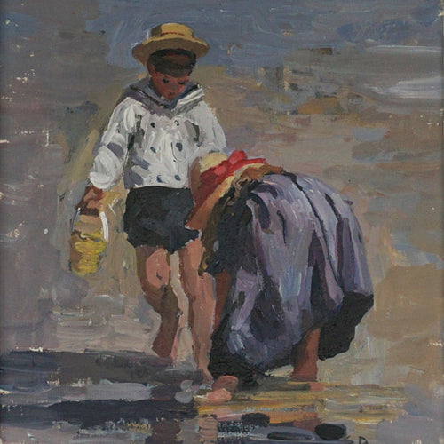 Sherree Valentine Daines - Children on the beach original oil on canvas - Jeroen Markies Art Deco