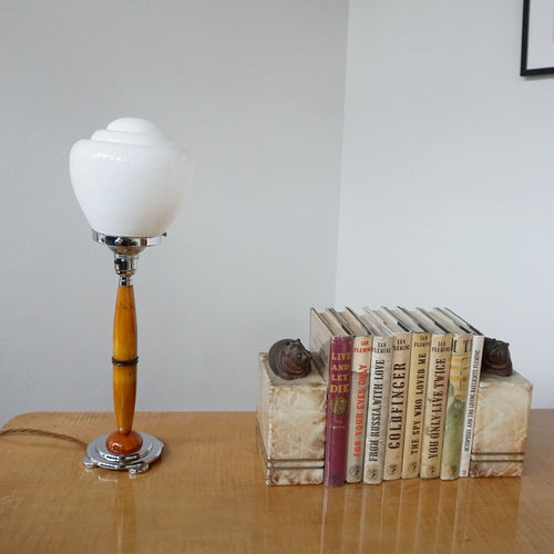 Table Lamp Amber Bakelite Stem 1930's - Jeroen Markies Art Deco