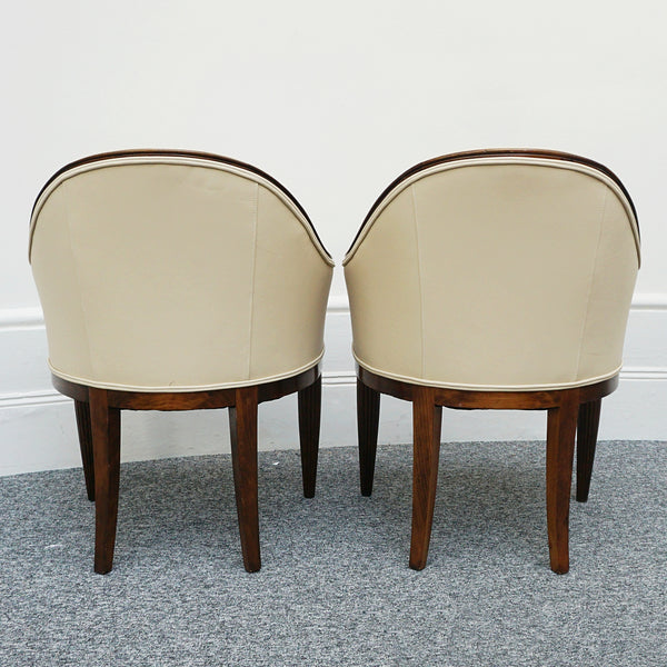 Pair of French Art Deco Mahogany and Leather Tub Chairs - Jeroen Markies Art Deco