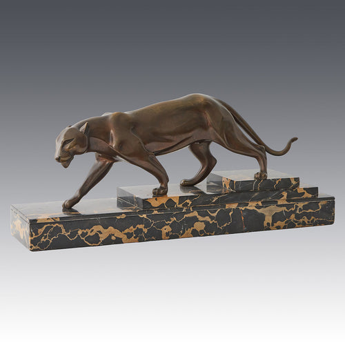 An Art Deco Panther by Henri Molins. 1930's sculpture, bronze Animalia. - Jeroen Markies Art Deco