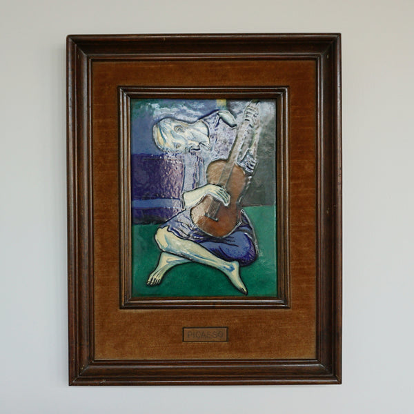 An early 20th century enamel on copper study of 'The Old Guitarist' from the original by Pablo Picasso - Jeroen Markies Art Deco