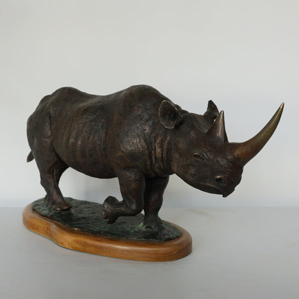 Black Rhino by Denis Mathews - Kenyan Contemporary Sculpture - Jeroen Markies Art Deco