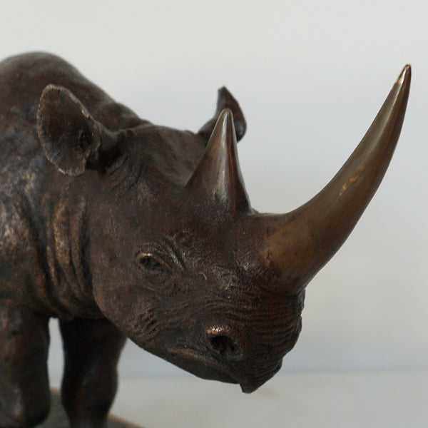 Black Rhino by Denis Mathews - Kenyan Contemporary Sculpture - Jeroen Markies Art Deco