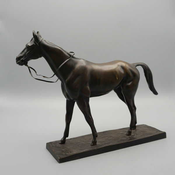 Antique Bronze Racehorse Sculpture by Irenee Rochard H 19cm W 24cm - Jeroen Markies Art Deco