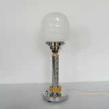 Art Deco Table Lamp. Spiralled Chrome Glass Globe Shade - 1930s lighting - Jeroen Markies Art Deco