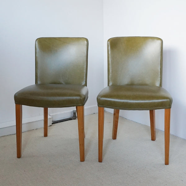 Vintage Heal's Art Deco Side Chairs in Satinwood with Green Leather re-upholstery - Jeroen Markies Art Deco