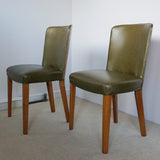 Vintage Heal's Art Deco Side Chairs in Satinwood with Green Leather re-upholstery - Jeroen Markies Art Deco