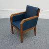 Vintage Blue Leather and Walnut Art Deco Armchair - Jeroen Markies Art Deco