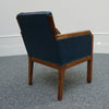 Vintage Blue Leather and Walnut Art Deco Armchair - Jeroen Markies Art Deco