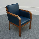 Vintage Blue Leather and Walnut Art Deco Armchair - Jeroen Markies Art Deco