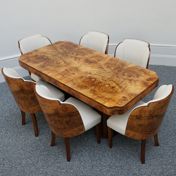 Vintage Art Deco Six Seater Epstein Brothers Dining Suite in Burr Walnut - Jeroen Markies Art Deco