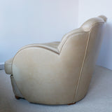 Art Deco Cloud Sofa by Harry & Lou Epstein with Vintage Upholstery and Burr Walnut Banding - Jeroen Markies Art Deco