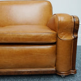 Vintage Brown Leather Art Deco Club Sofa - Jeroen Markies Art Deco