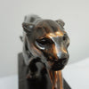 An Art Deco spelter sculpture of a stalking panther by Irénée Rochard. Set over a marble base. 