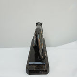An Art Deco spelter sculpture of a stalking panther by Irénée Rochard. Set over a marble base. An Art Deco spelter sculpture of a stalking panther by Irénée Rochard. Set over a marble base. 