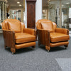 Art Deco Lounge Suite Sofa and Chars in walnut and brown leather - Jeroen Markies Art Deco