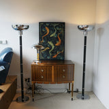 Black Bakelite and Chromed Metal Uplighter Floor Lamps - Jeroen Markies Art Deco
