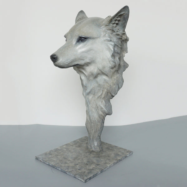 'Wolf' A life size bronze study of a Wolf by Gill Parker - Jeroen Markies Art Deco