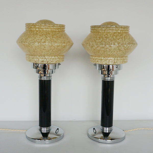 Pair of Table Lamps - Art Deco Lighting Bakelite and Glass - Jeroen Markies Art Deco
