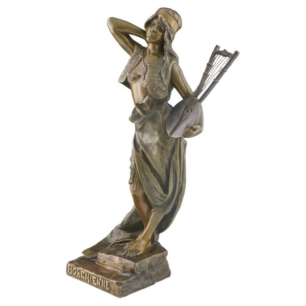 Original Emmanuel Villanis 'Bohemienne' Bronze Sculpture 48cm Tall - Jeroen Markies Art Deco