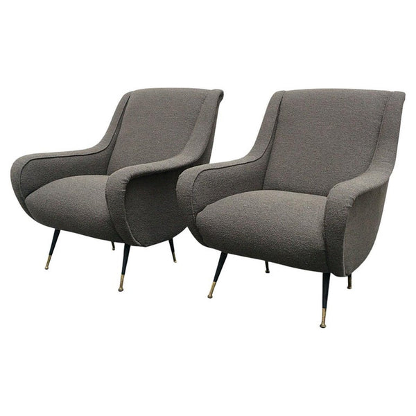 Pair of Lounge Chairs, grey bouclé - Jeroen Markies Art Deco