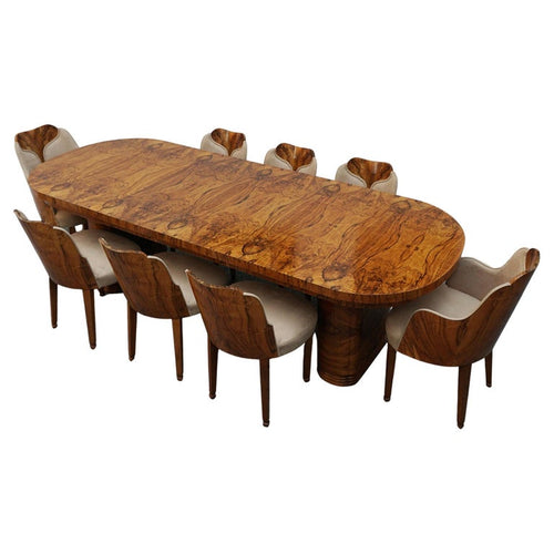 Art Deco Eight Seater Extendable Dining Suite by Heal's of London, Burr Walnut - Jeroen Markies Art Deco