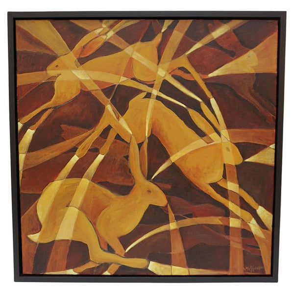 Golden Hares by Vera Jefferson - Art Deco Style Contemporary Painting - Jeroen Markies Art Deco