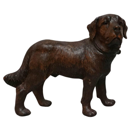 Black Forest Hand Carved Dog Sculpture. Late Victorian figurine. Jeroen Markies Art Deco