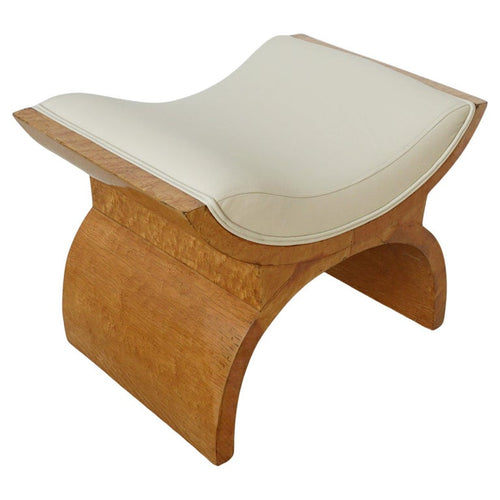 Vintage Art Deco Leather and Birdseye Maple Footstool by Harry & Lou Epstein - Jeroen Markies Art Deco