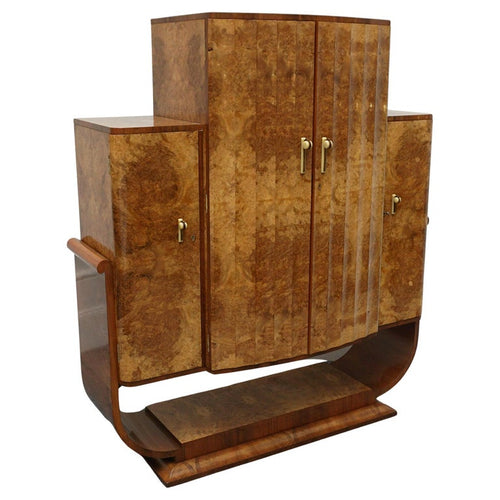 Vintage Art Deco Burr Walnut Cocktail Bar/Cabinet - Jeroen Markies Art Deco