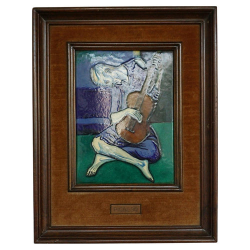 An early 20th century enamel on copper study of 'The Old Guitarist' from the original by Pablo Picasso - Jeroen Markies Art Deco