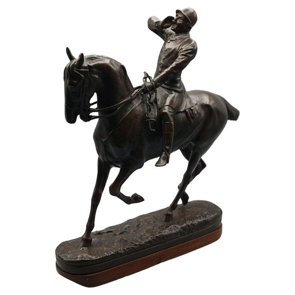 'The Whip' Bronze Sculpture of an English Huntman on Horeseback - Jeroen Markies Art Deco